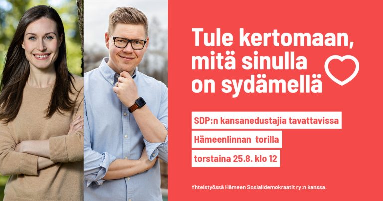 Hämeenlinnassa Sanna Marin ja Antti Lindtman