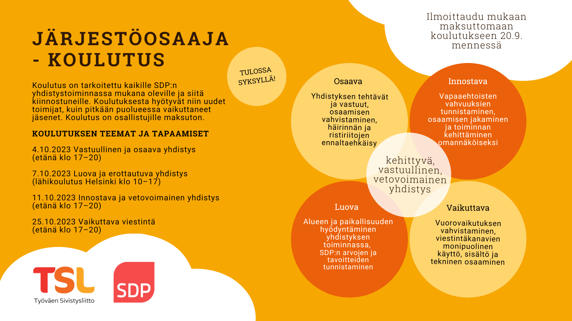 Järjestöosaajakoulutus 4.-25.10.2023